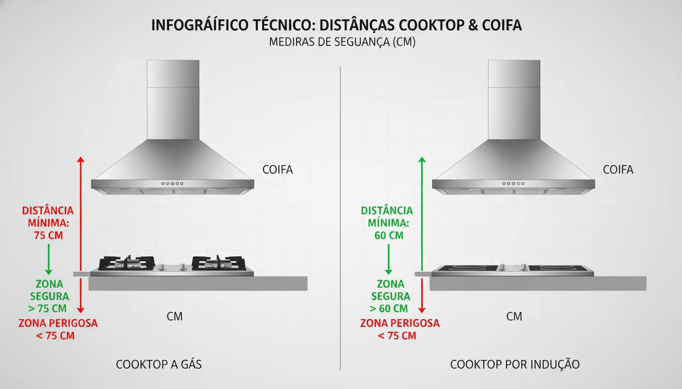 qual a altura da coifa para o cooktop