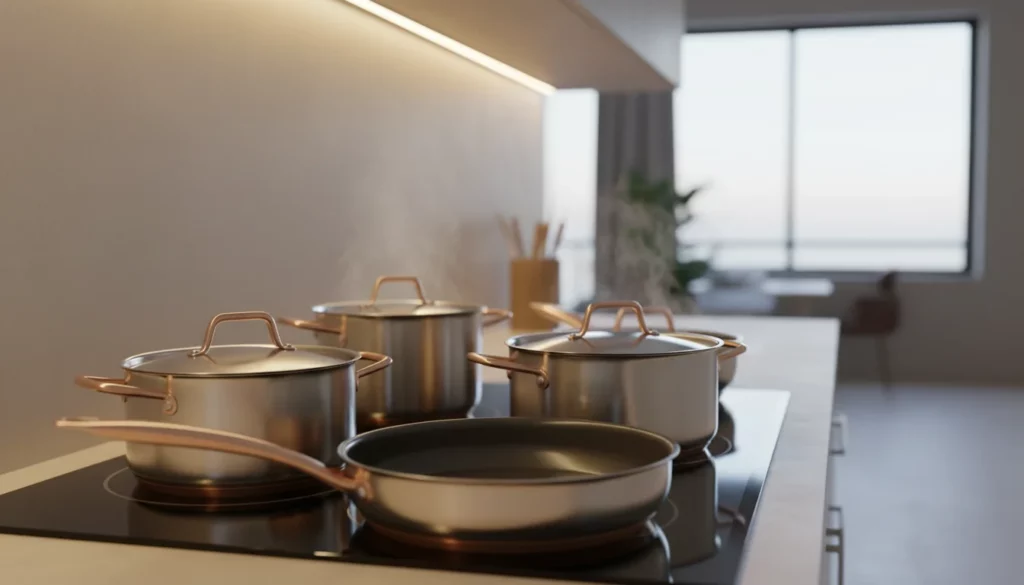 panelas cooktop de indução - Imagem de destaque: Guia Definitivo de Panelas para Cooktop de Indução: Como Escolher, Testar e Cuidar (2025)