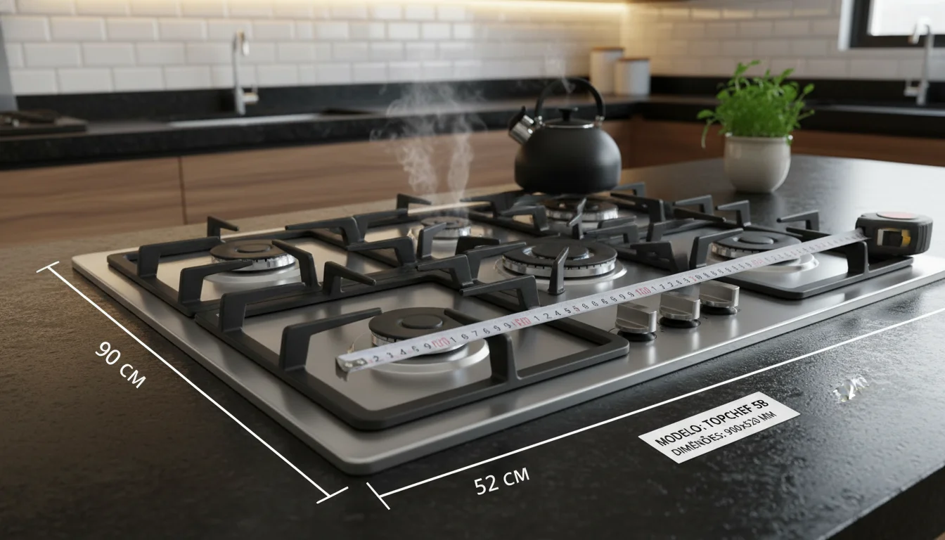 qual a medida de um cooktop de 5 bocas - Imagem de destaque: Qual a Medida de um Cooktop de 5 Bocas? Guia de Tamanhos e Nichos (2025)