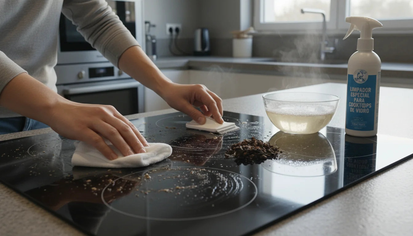 como limpar cooktop de vidro muito sujo - Imagem de destaque: Como limpar cooktop de vidro muito sujo: guia definitivo e seguro