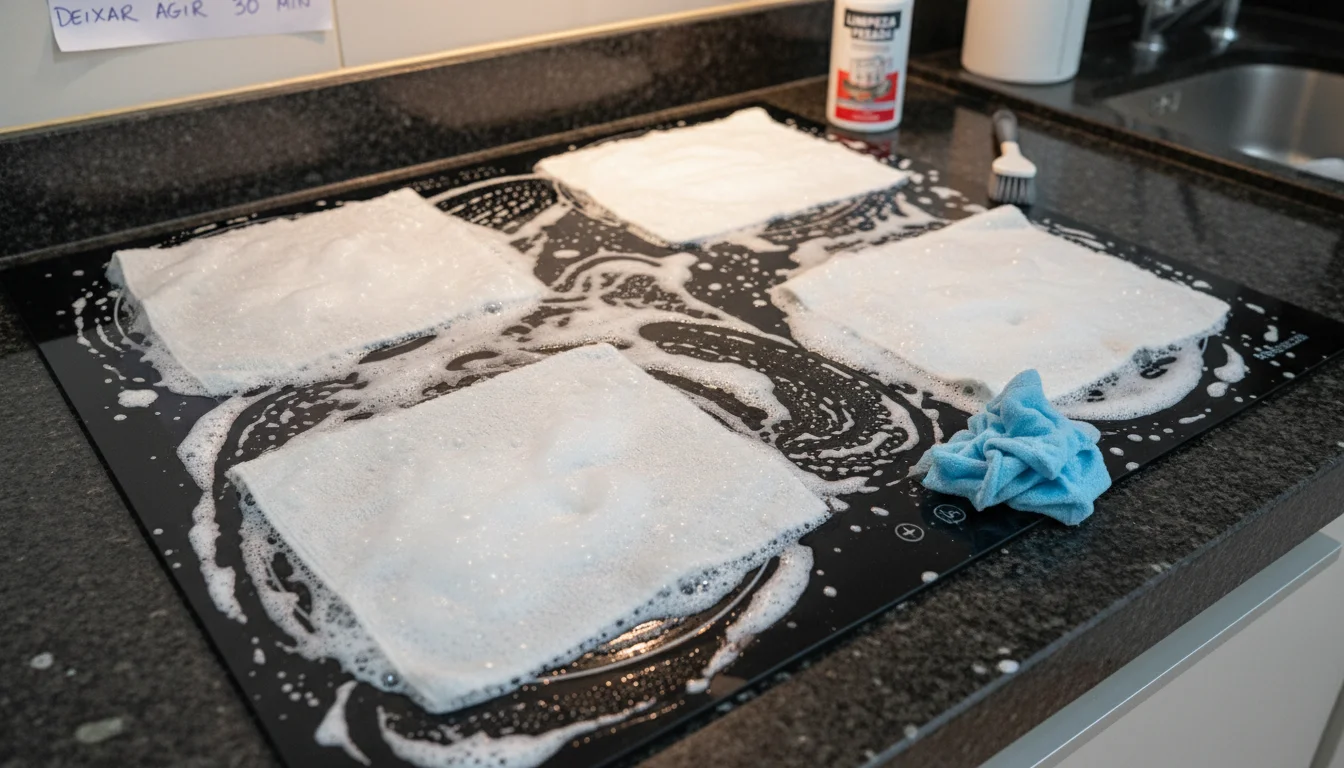 como limpar cooktop de vidro muito sujo